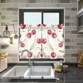 thumbnail image 4 of Yayeee Kitchen Curtains Tier Pair Light Filtering 27"x36" Rod Pocket Short Cafe Window Panel, Red Cherry, 4 of 7