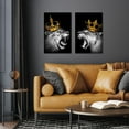 thumbnail image 6 of Visual Art Decor 2 Pieces 16x24 inch Framed Canvas Wall Art King Lion and Lioness Animal Black and White Lion with Gold Crown Picture Art Prints for Home Decoration, 6 of 11