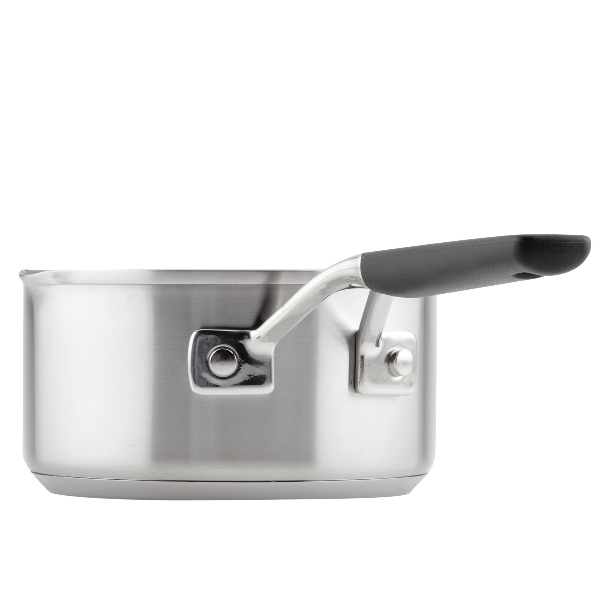 KitchenAid Saucepan with Pour Spouts, 1 Quart, Brushed Stainless Steel