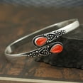 thumbnail image 6 of 925 Silver Plated Natural Chalcedony Cuff Bracelet for Women - Blue Stone March Birthstone Adjustable Open Bangle Handmade Jewelry - Gift for Birthday Christmas Wedding, 6 of 6