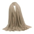 thumbnail image 2 of Soft Long Scarf for Women Plain Pleated Shawl Hijab Jewish Head Shawl Headscarf Headwrap Light Brown, 2 of 7