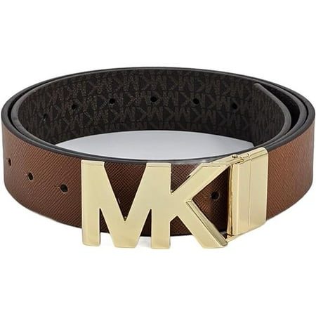 Michael Kors Reversible Logo Leather Buckle Waist Belt, Brown, Large