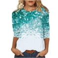 thumbnail image 2 of DailyTrove Women's Christmas Long Sleeve Top, Teal Snowflake Gradient Print, Fresh Fit, Lightweight Fabric, Christmas Celebrations & Casual Outings, 2 of 6