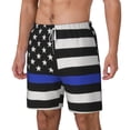 thumbnail image 5 of Men's 2 in 1 Swim Trunks with Compression Liner Thin Blue Line Flag Quick Dry Beach Shorts, 5 of 6