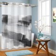 thumbnail image 6 of No Hook Shower Curtain, Black Grey Abstract Shower Curtains for Bathroom with See Through Top Window, Gradient Modern Geometric Simple Art Waterproof & Washable Bath Curtain Extra Long 72"x84", 6 of 7