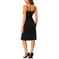 thumbnail image 3 of INSPIRE CHIC Women's Button Decor Split Casual Spaghetti Strap Sleeveless Midi Dress Black XS, 3 of 6