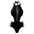thumbnail image 3 of Women's Sexy Mesh Swimsuit - High Neck Halter Cutout Monokini with Push-Up Bra, Backless Design & Flattering Fit, 3 of 4