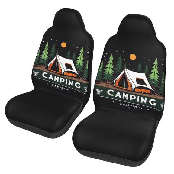 KAKALAD Camping Funny 1 Car Accessories Seat Covers Set Vehicle Seat Covers Universal Front Seats Protector 2 Pcs