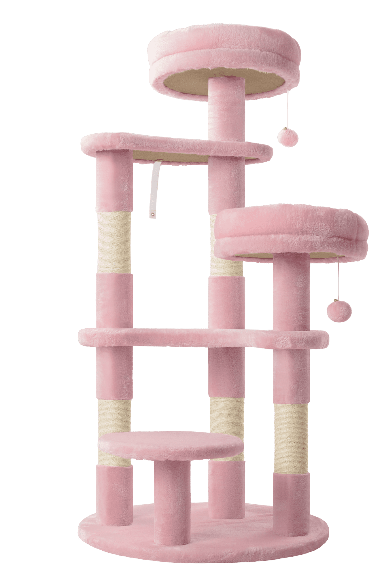 Amolife 55.5" Large Cat Tree and Tower with 5 Scratching Posts, Cat Perches for Indoor Cats and Kittens, Pink