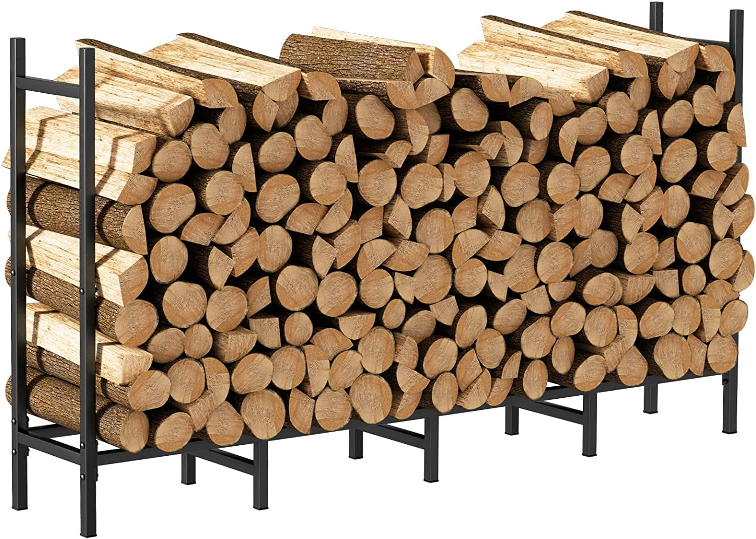 8ft Outdoor Firewood Rack Holder for Fireplace Wood Storage, Adjustable
