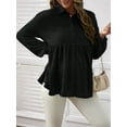 thumbnail image 4 of Women'S Long Sleeve Stand Collar Shirt 2025 Autumn and Winter Waist Shirt Loose Maternity Tops Casual Tops Black XL, 4 of 6