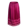 thumbnail image 5 of Women's Satin Midi Half Slip Skirt with Lace Trim, Elastic Waist A-Line Silky Underskirt, Soft Under Dress Skirt for Women Office Date Night Daily Wear, 5 of 8