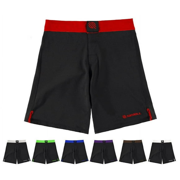 Sanabul Essential MMA Shorts | BJJ Shorts | Boxing Shorts | Fight Shorts (36 inch W, Red)
