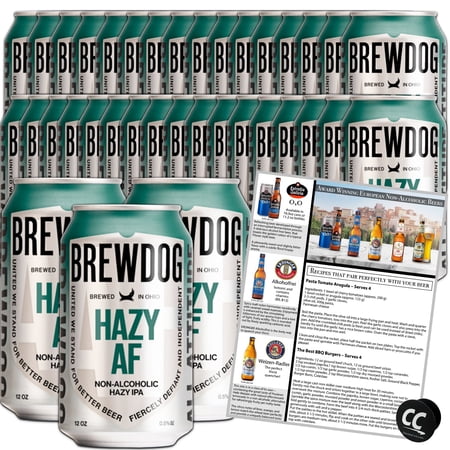 BrewDog 36-Pack of Hazy AF | Non-Alcoholic | 20 Calories 2.3g Carbs Per Serving | 12oz Cans