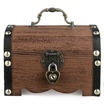 Vintage Wood Treasure Storage Box Piggy Bank Organizer Saving Box Case with Lock Decorative Coin Bank