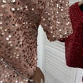 thumbnail image 5 of IWRICH Women's Full Sequin Sparkle Tops Shimmer Glitter Crew Neck Short Sleeve Shirts Disco Party Tee Shirts Tunic Blouse Khaki One Size, 5 of 8