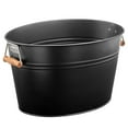 thumbnail image 3 of mDesign Large Metal 4.75 Gallon Beverage Tub Cooler, Bamboo Handles, Matte Black, 3 of 7