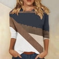 thumbnail image 2 of Women Blouse 3/4 Sleeve Petite, Print Blouses for Women Dressy Casual Fashion Summer Clothes for Women 2026 Vacation Women Casual Tops Spring Spring Fashion Outfits, 2 of 5