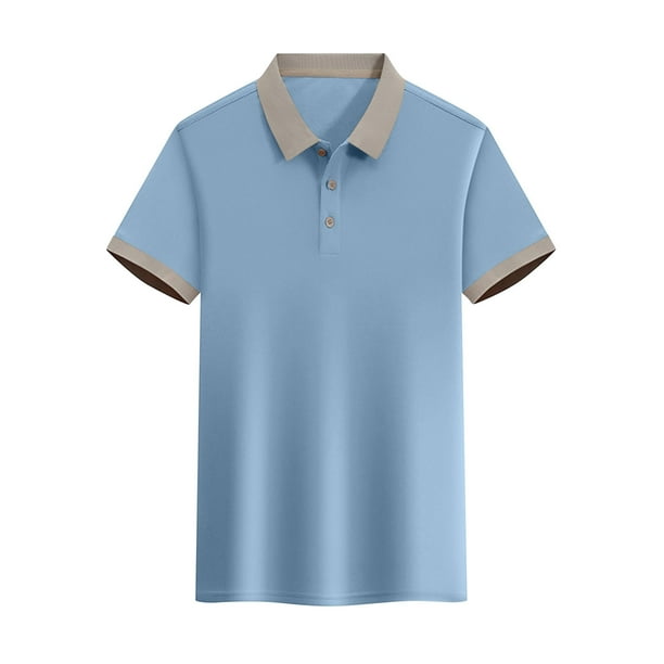 pstuiky camisetas para hombre, Camisa informal de verano con solapa y botones de color liso para hombre ropa de hombre xxl