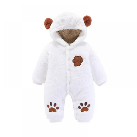 

BULLPIANO Newborn Hooded Romper Jumpsuit Thicken Winter Outwear Warm Snowsuit Pajamas for Girls Boys Romper Winter Warm Snowsuit Outwear