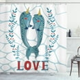 thumbnail image 1 of Ambesonne Narwhal Shower Curtain, Whales in Love Design, 69"Wx84"L, Multicolor, 1 of 3