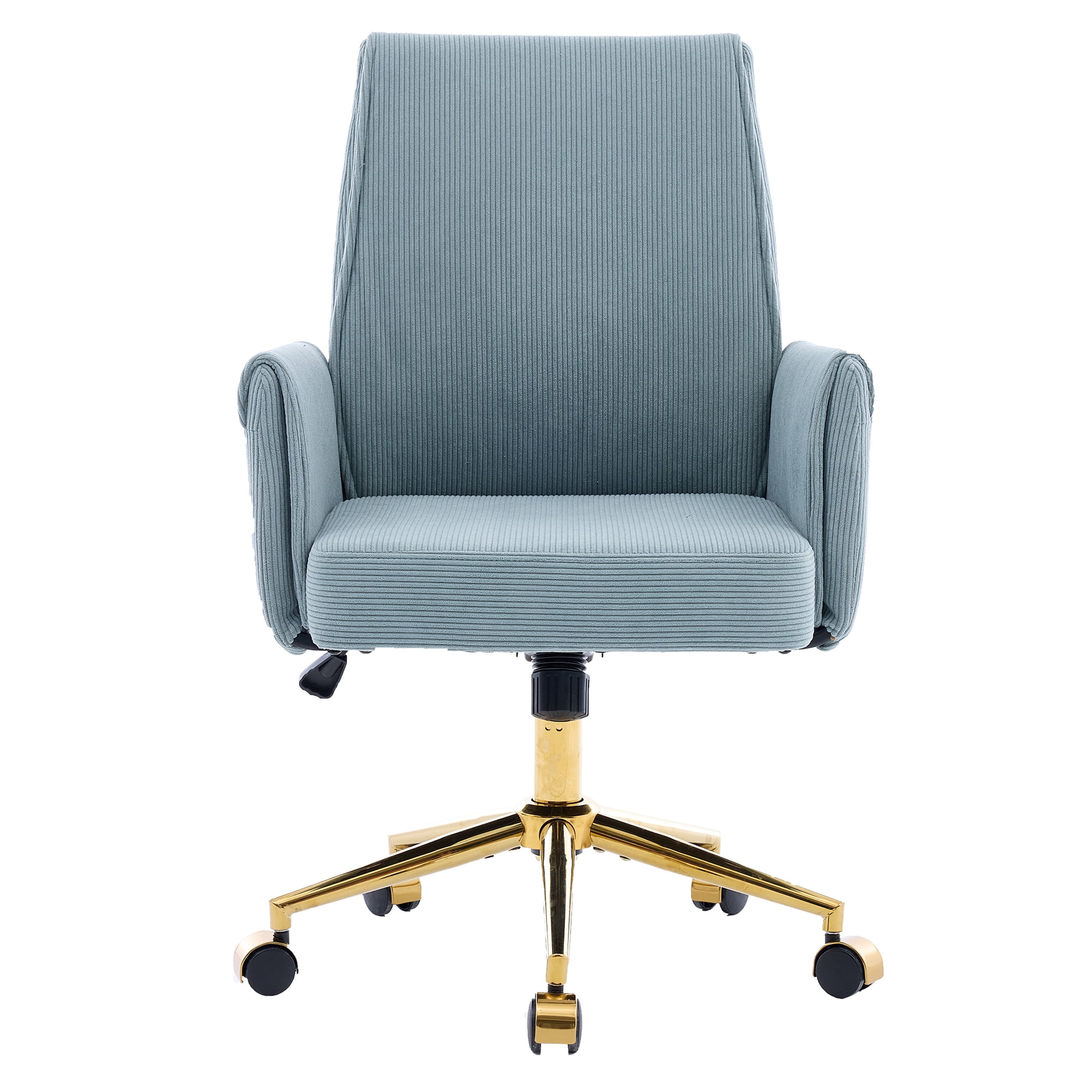 Leumius Mid-Back Liftable Office Chair with Striped Fabric and Ergonomically Designed Accent Chairs for Office Bedroom Dressing Table Blue
