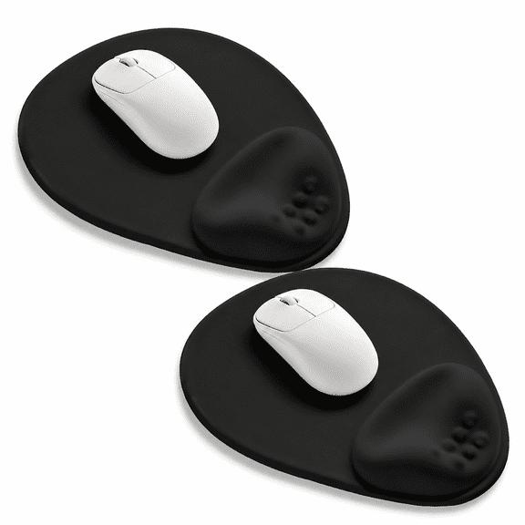 Palm-Rest and Wrist-Hugging Mouse Pad Wrist Rest, Ergonomic Wrist Support with Curve Fitting Cushioned Memory Foam, 9.9 x 8.3 Inch, Dark Night Black