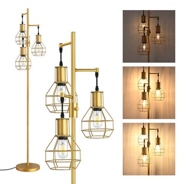 EDISHINE 65 inch Brass Floor Lamps for Living Room, Dimmable Industrial