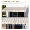 thumbnail image 3 of Miekor 12' x 10' Retractable Awning Patio Awnings Sun Shade Shelter with Manual Crank Handle, 280g/m² UV & Water-Resistant Fabric and Aluminum Frame for Deck, Balcony, Yard, Beige and White 0941, 3 of 10