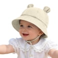 thumbnail image 2 of Baby Sun Hat for Boys Girls Toddler Summer Bucket Hat Kids Sun Protection Beach Hat Cotton Baby Hats(Beige,3-12 Months), 2 of 7