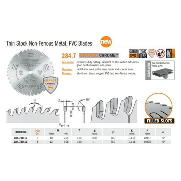 Chrome Thin Stock Non Ferrous Metal, PVC Saw Blades