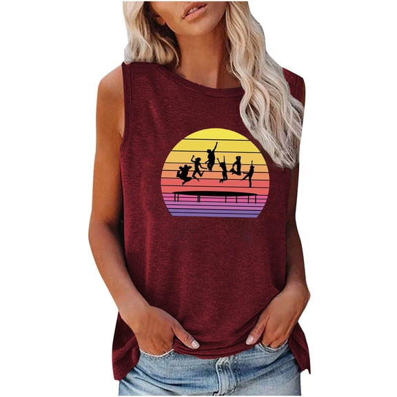 IROINNID Women's Casual Comfy Sleeveless Tank Tops Round-Neck Pullover Novelty Printing Vest Under 10$