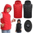 thumbnail image 4 of Chaleco calefactable para niños, chaleco calefactor de algodón con capucha para niños, chaleco térmico inteligente Usb, abrigo de invierno para exteriores para niñas y niños, 4 of 5