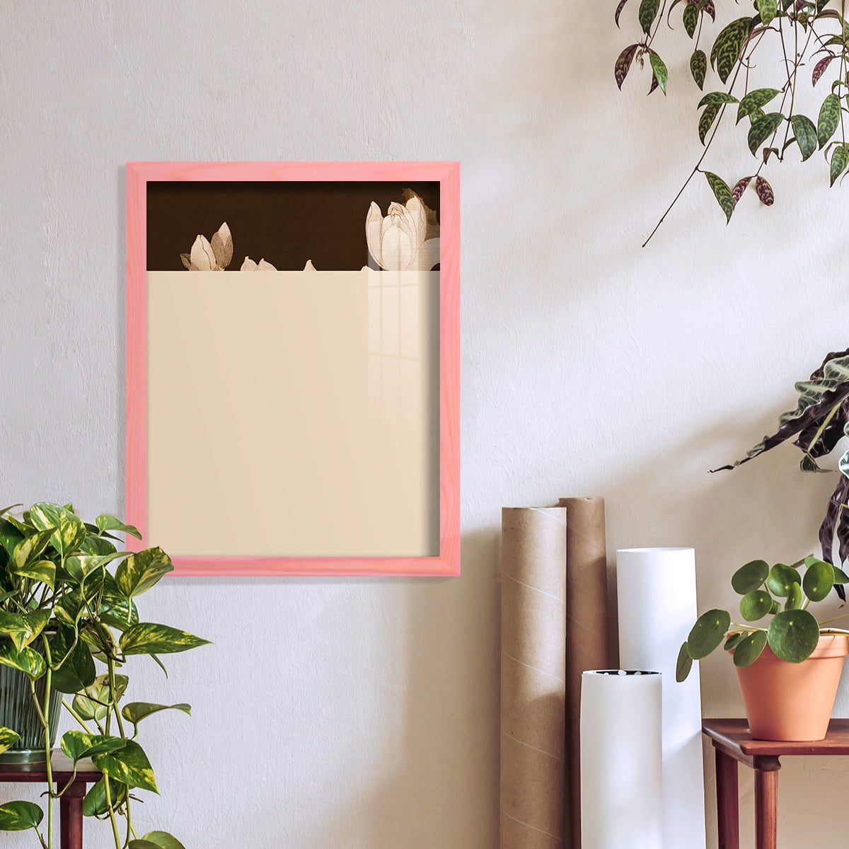 Asian Brocade II - Framed Print w/glass - Sunset Pink