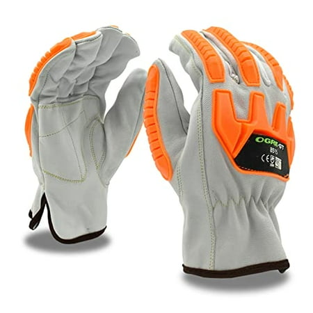

10-Pack of Cordova 8515XL OGRE-Gt Premium Grain Goatskin Driver Work Gloves Unlined Padded Double Palm Keystone Thumb Orange TPR Protectors X-Large