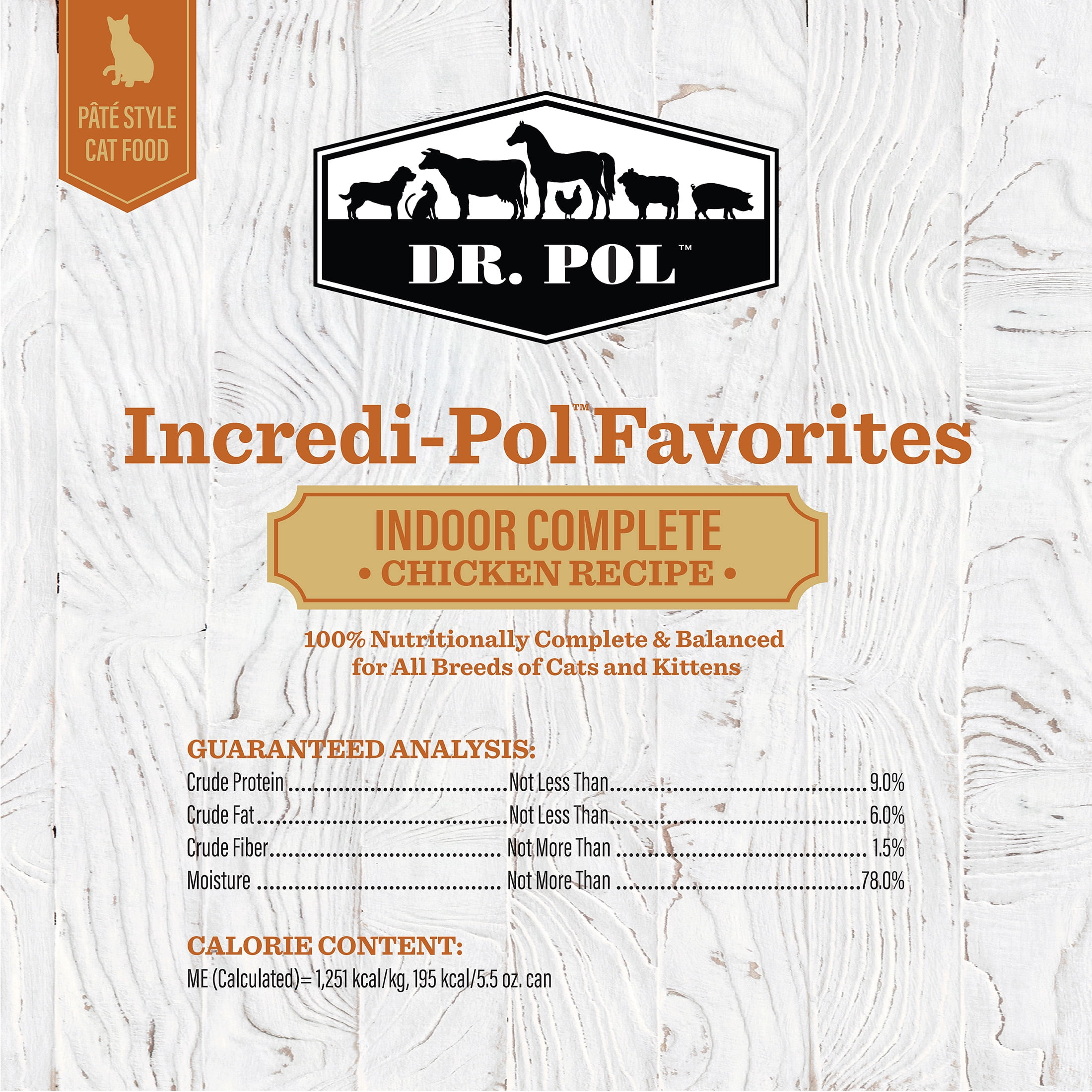 (12 pack) Dr. Pol Incredi-Pol Favorites Chicken Indoor Complete Canned Cat Food, 5.5oz.