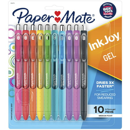 Paper Mate InkJoy Gel Pens, Medium Point (0.7mm), Assorted Colors, 10 Count
