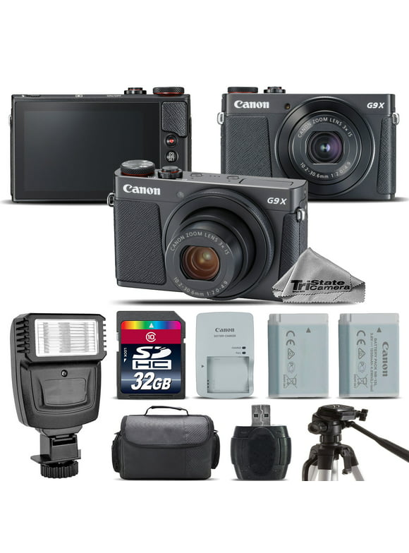 Canon PowerShot G9 X Mark II Digital 20.1MP Camera + EXT BAT + Flash - 32GB Kit