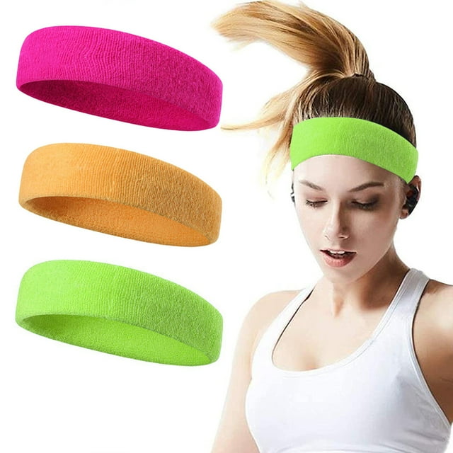 Diadema deportiva que absorbe el sudor de 3 piezas para hombres y mujeres, adecuada para hacer ejercicio, baloncesto, correr, tenis, gimnasio