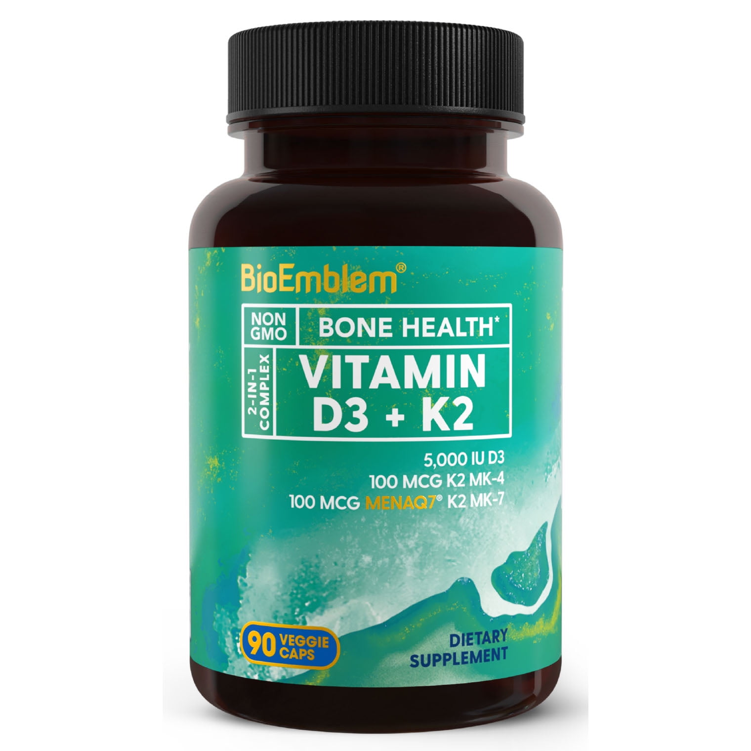 BioEmblem Triple Magnesium Complex and Vitamin D3 K2 Capsules, Heart, Immune System