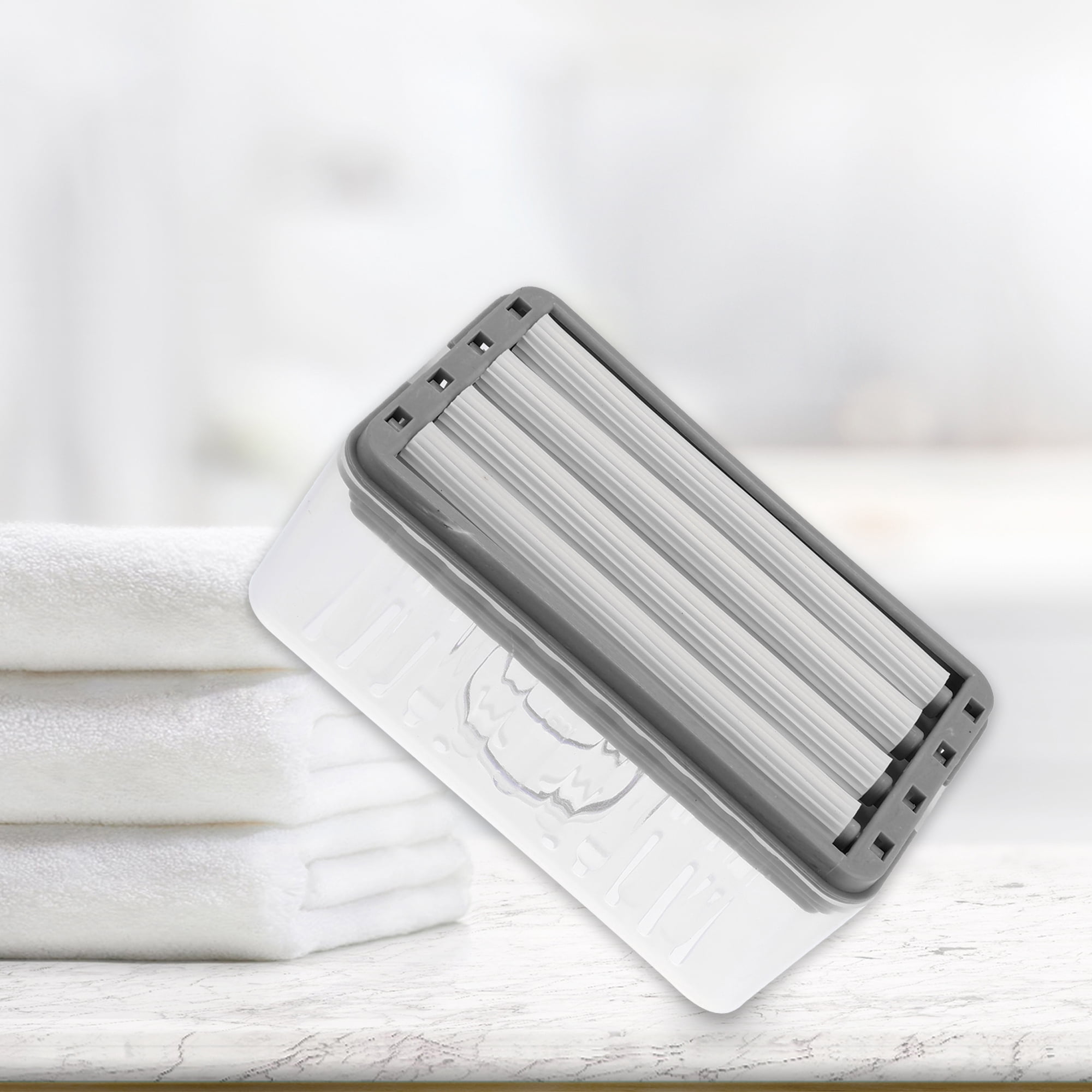 Unique Bargains Soap Dish Drain Multifunctional Soap Cleaning Storage Foaming Box Gray