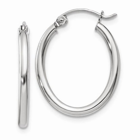 Primal Gold 14 Karat White Gold 2mm Oval Tube Hoop Earrings