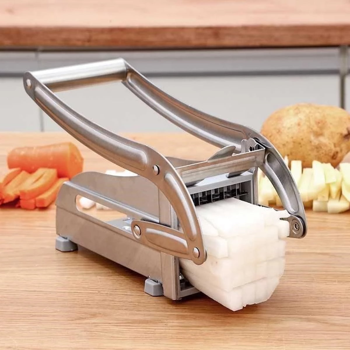 Powerlift Potato Chipper-Stainless Steel 5in 1 Potato Chopper Cutter Fruit Chip Cutter French Fry Tool Effort-saving Kitchen Gadgets