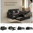 thumbnail image 3 of Convertible Sleeper Sofa with Adjustable Backrest, Side Pocket & Phone Holder, Velvet Black, 3 of 8