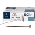 thumbnail image 2 of Business Source High Quality Steel T-pins - 2" Length x 0.6" Width - 100 / Box - Silver - Steel | Bundle of 5, 2 of 2