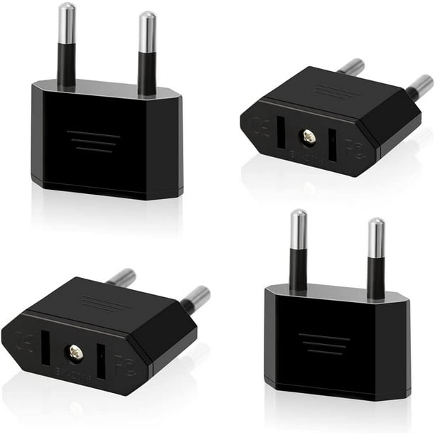 Paquete de 2 enchufes de viaje de EE. UU. a la UE, adaptador convertidor de enchufe de EE. UU. a 2 clavijas de Europa/Alemania, enchufe de América/Canadá/México para dispositivos con fuente de aliment