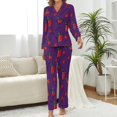 thumbnail image 2 of Top-kevin Women's Pajama Sets Cocktail Glasses Lemon Gold Long Sleeve Lounge Sets Pjs Sleepwear with Pockets, 2 of 12