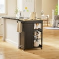 Aiho Black Kitchen Island Cart with 1 3 Shelves, Microwave