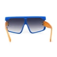 thumbnail image 3 of Womens 80s Funky Oversize Flat Top Plastic Shield Sunglasses Blue Beige Orange Smoke, 3 of 4