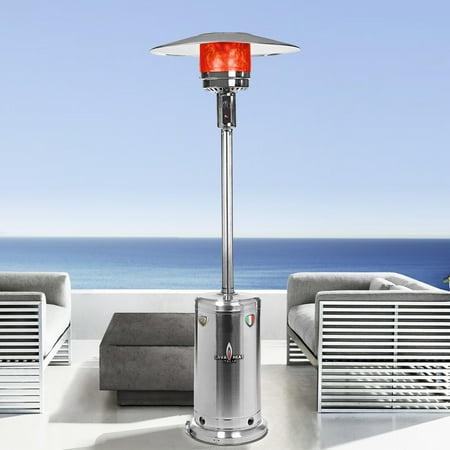 - Verona T-Line 7 Foot Natural Gas Commercial Umbrella Heater, Manual Ignition, Stainless Steel Finish